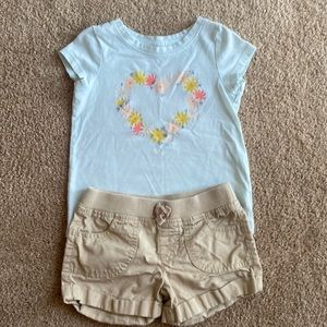 2 T girls floral tee and jean shorts set.